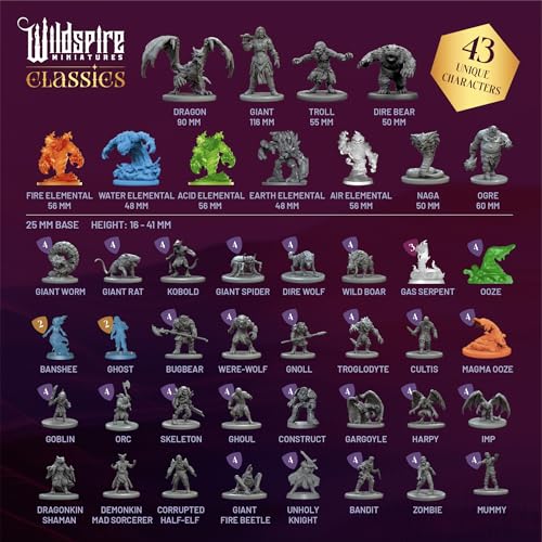 Wildspire Classic Encounters - 125 Iconic DND Miniatures Bulk Monsters, Unpainted 28mm DND Minis, D&D Miniatures, Dungeons and Dragons Figures Mini, Dnd Figurines, Fantasy Tabletop D&D Accessories Assembled - Image 3