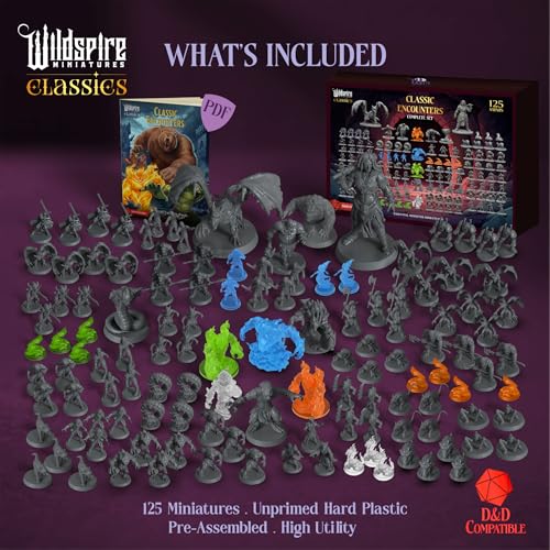 Wildspire Classic Encounters - 125 Iconic DND Miniatures Bulk Monsters, Unpainted 28mm DND Minis, D&D Miniatures, Dungeons and Dragons Figures Mini, Dnd Figurines, Fantasy Tabletop D&D Accessories Assembled - Image 2