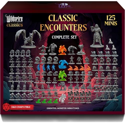 Wildspire Classic Encounters - 125 Iconic DND Miniatures Bulk Monsters, Unpainted 28mm DND Minis, D&D Miniatures, Dungeons and Dragons Figures Mini, Dnd Figurines, Fantasy Tabletop D&D Accessories Assembled - Image 1