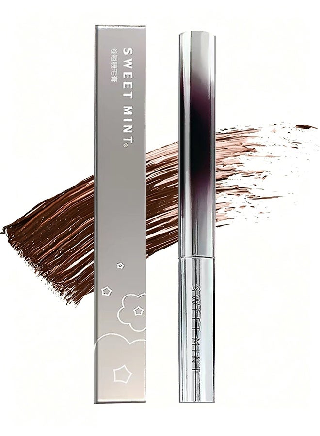 Sweet Mint Mascara Brown,Iron Wand Waterproof With Metal Brush,3D Curling Tubing Mascara,Natural Volume and Length,Quick-Drying and Smudge-Proof,#Brown - Image 1