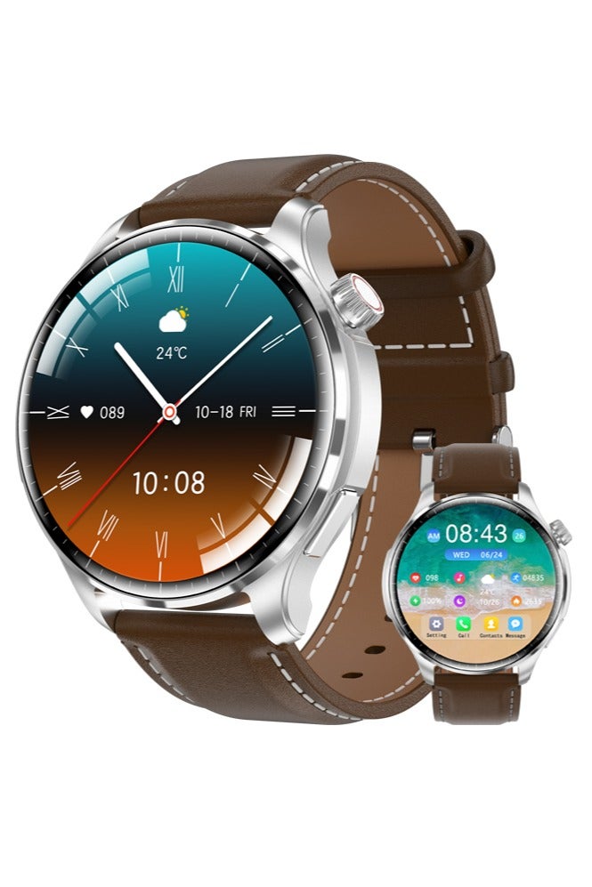 RollsTimi  Smart Watch for Men Women, Answer/Make Calls,1.6" Screen IP68 Waterproof, Multiple Sports Modes Fitness Watch with Sleep Monitor Pedometer Outdoor Smart Watch for Android iOS,Silver Leather - Image 1