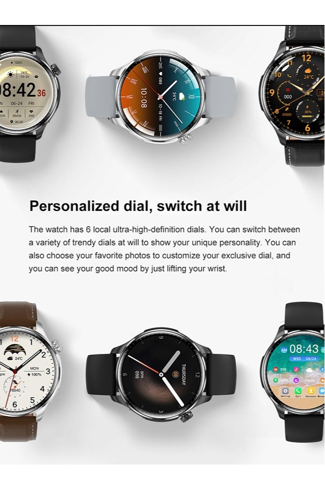 RollsTimi  Smart Watch for Men Women, Answer/Make Calls,1.6" Screen IP68 Waterproof, Multiple Sports Modes Fitness Watch with Sleep Monitor Pedometer Outdoor Smart Watch for Android iOS,Silver Leather - Image 3