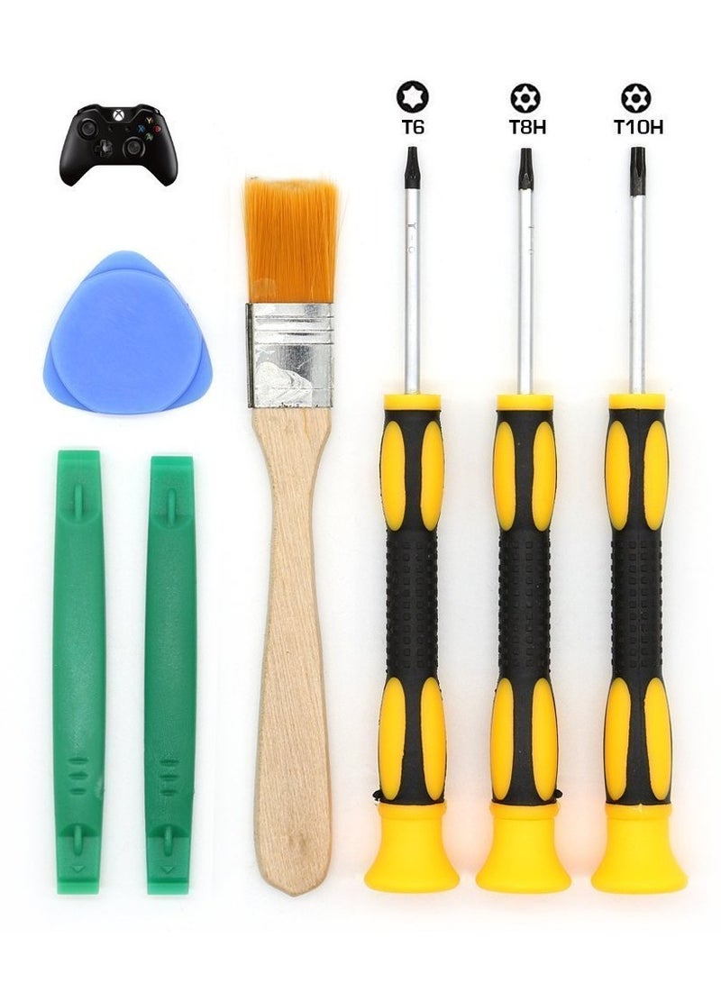 T8 T6 T10 Screwdriver Set for Xbox One Xbox 360 Controller and PS3 PS4, Safe Prying Tool and Cleaning Brush - Image 1