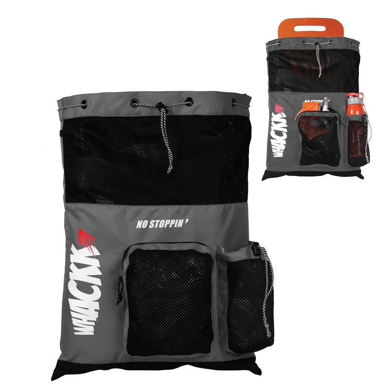 WHACKK Aqua Grey Unisex Swimming Bag |Water Sports |Dry Bags |Wet Pocket |Accessories |Beach Bag |Storage Swim Gym Gears |Drawstring Backpack |Netball Backpack | Pocket for Cap and Goggles - Image 1