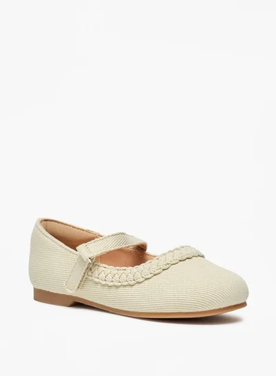 JUNIORS Braided Detail Ballerina Shoes with Hook and Loop Closure