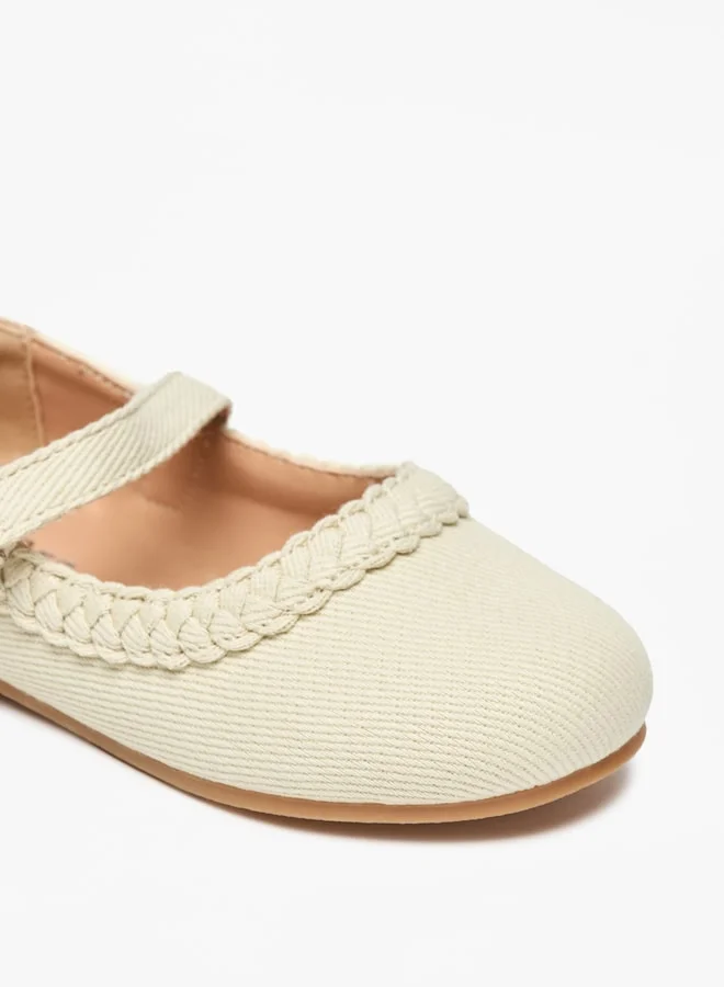 جونيورز Braided Detail Ballerina Shoes with Hook and Loop Closure