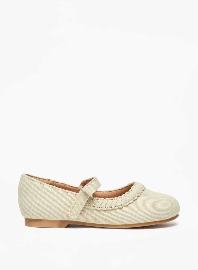 جونيورز Braided Detail Ballerina Shoes with Hook and Loop Closure