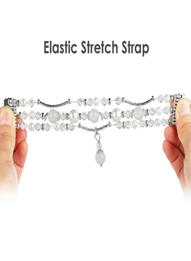 Simpeak Beaded Bracelet Band Compatible with Fitbit Versa 4/Versa 3, Fashion Handmade Elastic Stretch Bracelet Beaded Bands Strap Women Replacement for Fitbit Sense/Sense 2 Smart Watch - Image 3