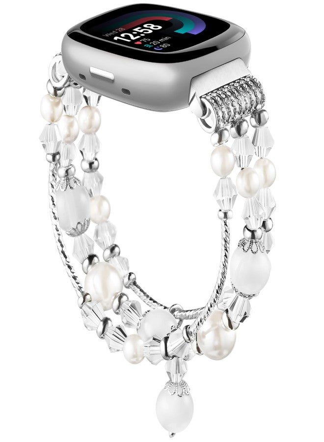 Simpeak Beaded Bracelet Band Compatible with Fitbit Versa 4/Versa 3, Fashion Handmade Elastic Stretch Bracelet Beaded Bands Strap Women Replacement for Fitbit Sense/Sense 2 Smart Watch - Image 4