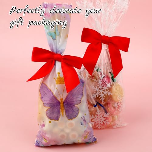 Molain Twist Tie Bows, 50 Pack Red Satin Bows for Crafts 3.5" Pre-Tied Red Ribbon Bows Wedding Favors Ribbon Bows for Gift Wrapping Treat Bag Present Craft Bridal Shower Halloween Thanksgiving - Image 5