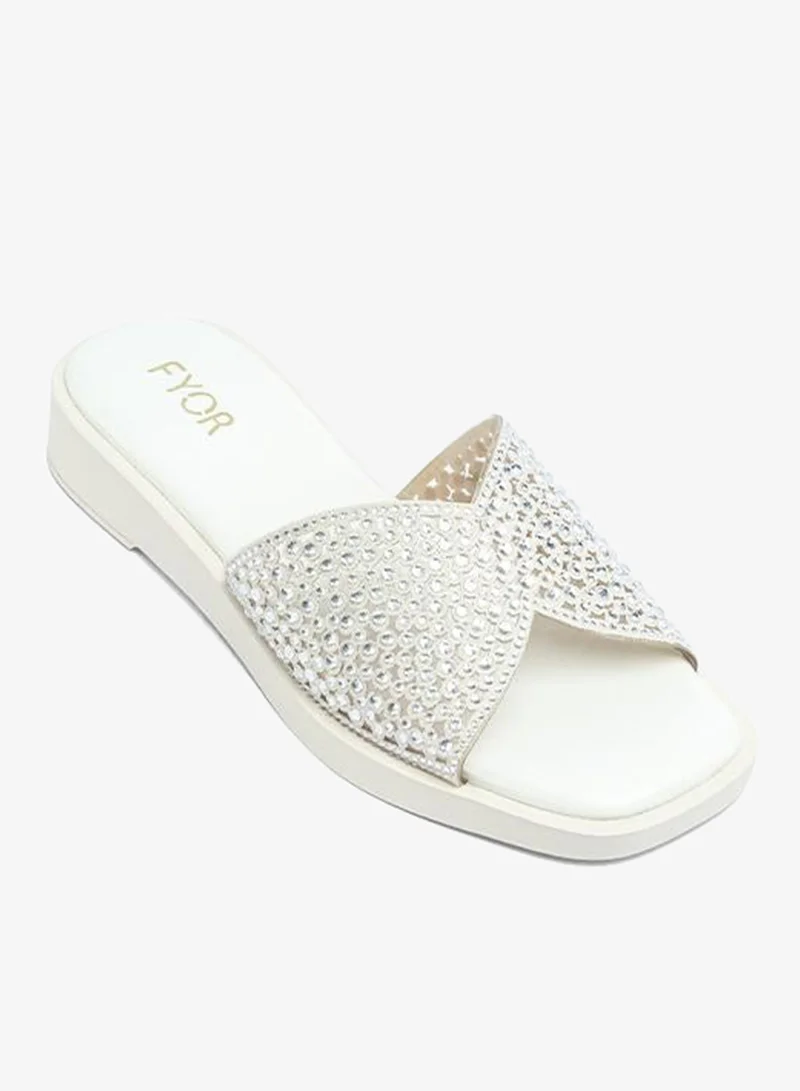 FYOR Stylish Crystal-Embellished Platform Slide AJ 020
