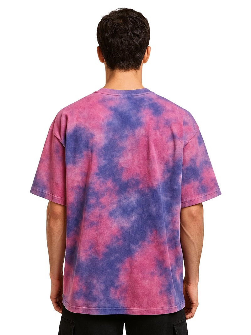 Veirdo® 100% Pure Cotton Round Neck Oversized Baggy Fit Drop Shoulder Cool & Cozy Tie & Dye Round Half Sleeve T-Shirt for Men (OS_VD_TD_RST_XL) - Image 4