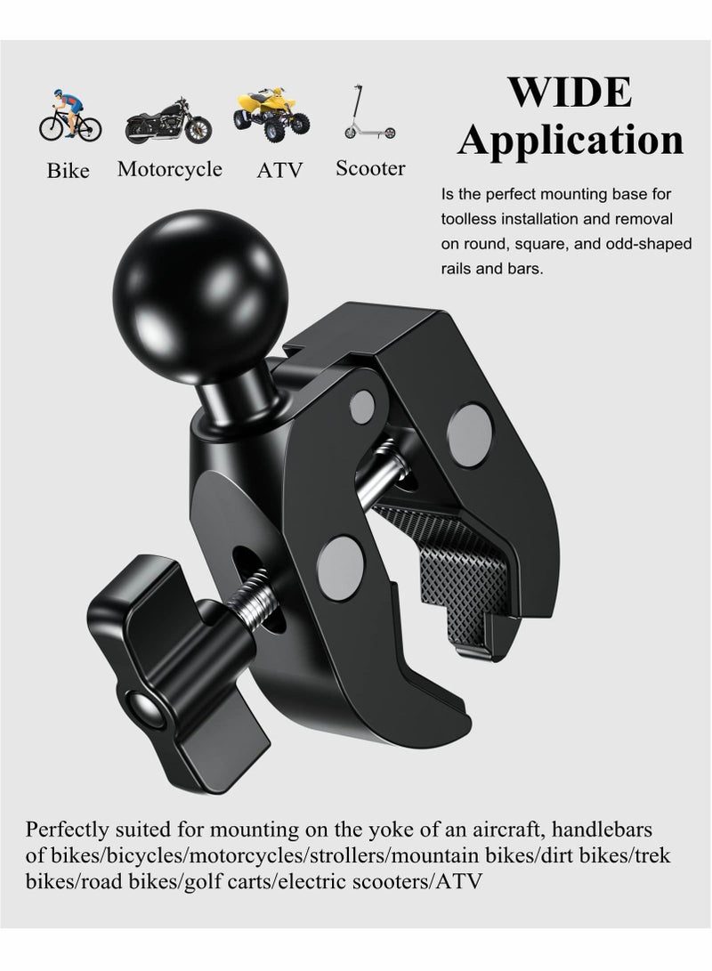 Excefore 1inch Ball Handlebar Clamp Mount Base for Rails 0.5inch to 2inch in Diameter, Aluminum Alloy Mount Clamp Compatible with RAM Mounts B Size - Image 5
