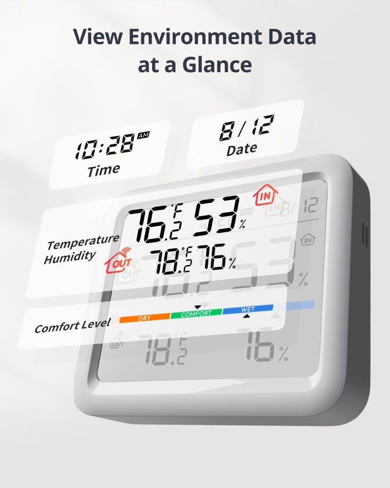 SwitchBot Meter Pro, Digital Hygrometer & Thermometer - Wireless Indoor Temperature & Humidity Monitor with Bluetooth App Control, Real-Time Alert - Image 2