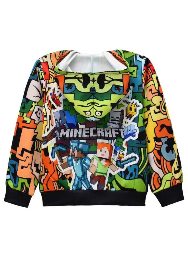 ماين كرافت الكرتون الطباعة الرقمية كبيرة الاطفال سستة مقنعين سترة سترة سترة - Image 2