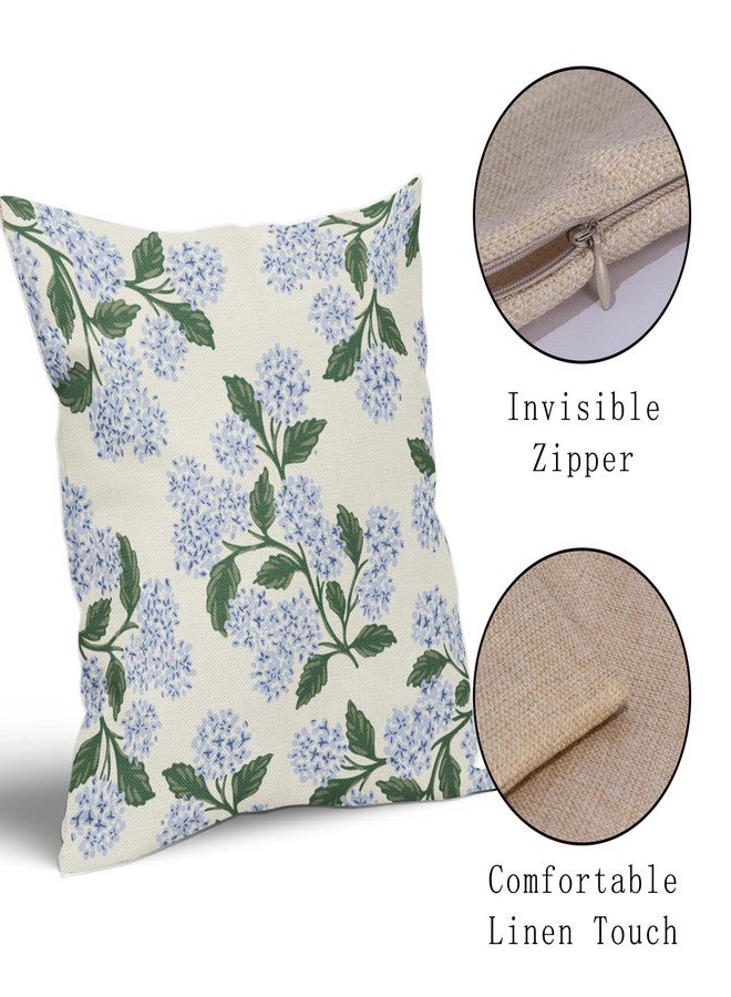 Aytipun Hydrangea Pillow Covers 18x18 Set of 2 Blue Green Floral Spring Summer Vintage Flower Decorative Throw Pillowcases Outdoor Farmhouse Cushion Cases Decor for Home Couch Sofa Bed - Image 4
