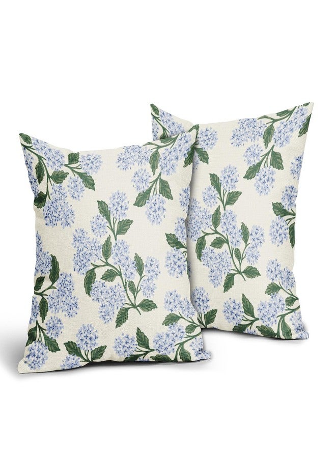 Aytipun Hydrangea Pillow Covers 18x18 Set of 2 Blue Green Floral Spring Summer Vintage Flower Decorative Throw Pillowcases Outdoor Farmhouse Cushion Cases Decor for Home Couch Sofa Bed - Image 2