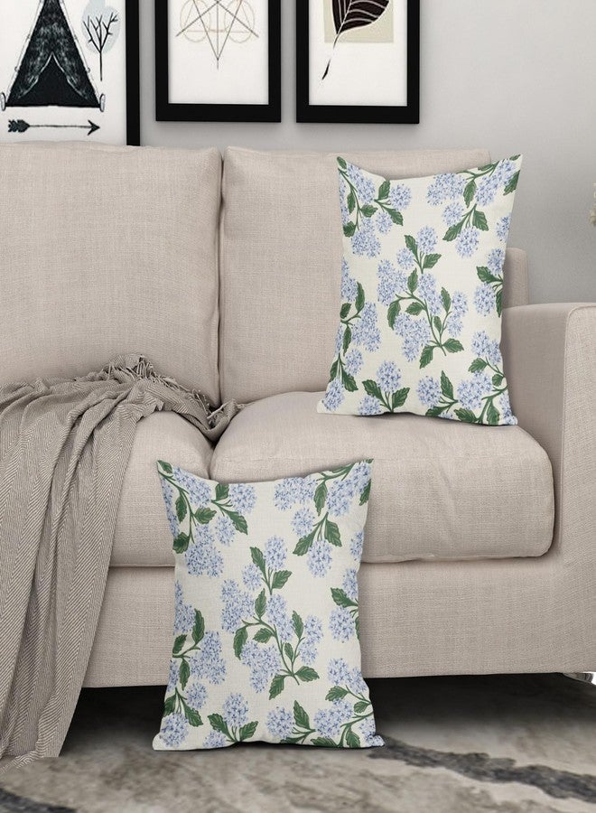 Aytipun Hydrangea Pillow Covers 18x18 Set of 2 Blue Green Floral Spring Summer Vintage Flower Decorative Throw Pillowcases Outdoor Farmhouse Cushion Cases Decor for Home Couch Sofa Bed - Image 3