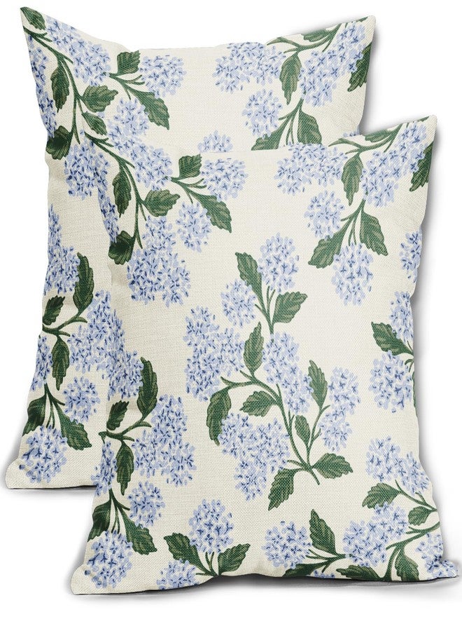 Aytipun Hydrangea Pillow Covers 18x18 Set of 2 Blue Green Floral Spring Summer Vintage Flower Decorative Throw Pillowcases Outdoor Farmhouse Cushion Cases Decor for Home Couch Sofa Bed - Image 1