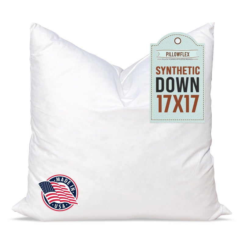 Pillowflex Synthetic Down Pillow Insert - 17x17 Down Alternative, Ultra Soft Throw Pillow,Couch Sham, Bed Sleeping Accent Pillow - 1 Decorative Accent Form - Image 1
