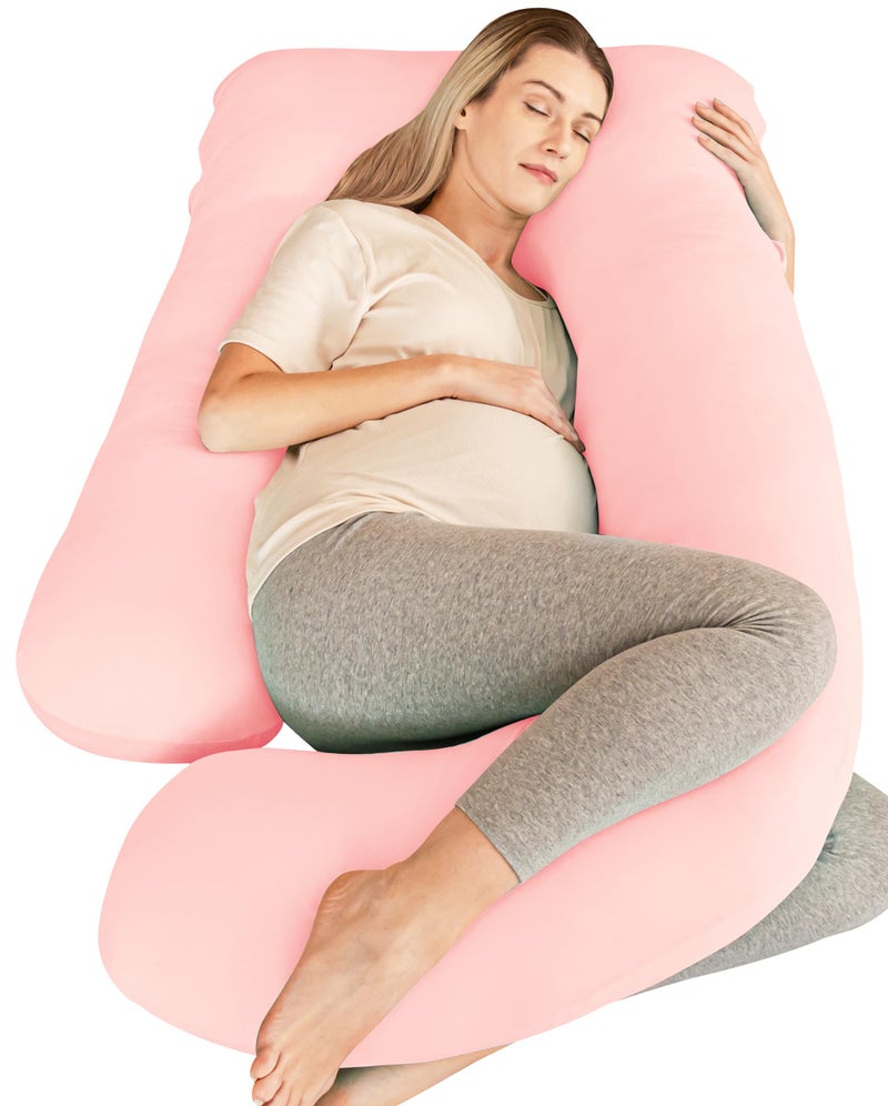 Cute Castle Cooling Cover Pregnancy Pillows Soft UShape Maternity Pillow with Removable Cover Full Body Pillows for Adults Sleeping Pregnancy Must Haves Jumbo 57 Inch Pink