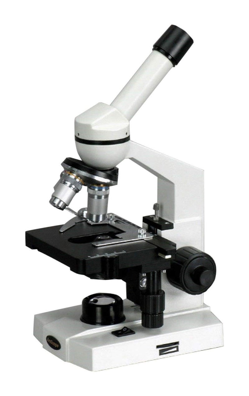 AmScope M220 Monocular Compound Microscope, WF10x Eyepiece, 40x-400x Magnification, Tungsten Illumination, Brightfield, 1.25 NA Abbe Condenser, Coaxial Coarse and Fine Focus, Mechanical Stage, 110V - Image 1
