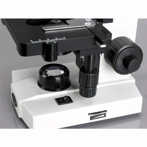 AmScope M220 Monocular Compound Microscope, WF10x Eyepiece, 40x-400x Magnification, Tungsten Illumination, Brightfield, 1.25 NA Abbe Condenser, Coaxial Coarse and Fine Focus, Mechanical Stage, 110V - Image 5