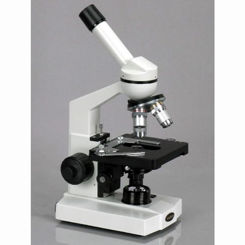 AmScope M220 Monocular Compound Microscope, WF10x Eyepiece, 40x-400x Magnification, Tungsten Illumination, Brightfield, 1.25 NA Abbe Condenser, Coaxial Coarse and Fine Focus, Mechanical Stage, 110V - Image 3