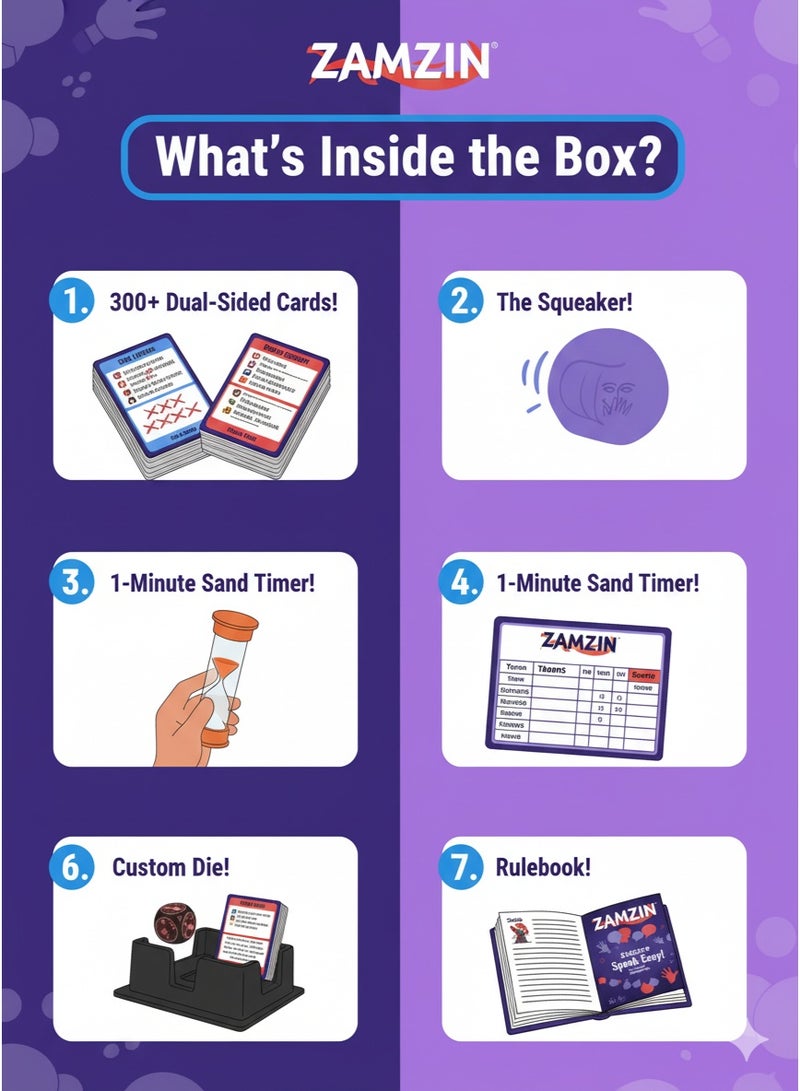 ZAMZIN Fun Family Night, Creative Wordplay, No Taboo Words Challenge | Party Game for Adults & Kids | Exciting Guessing Game Night Entertainment - Image 5