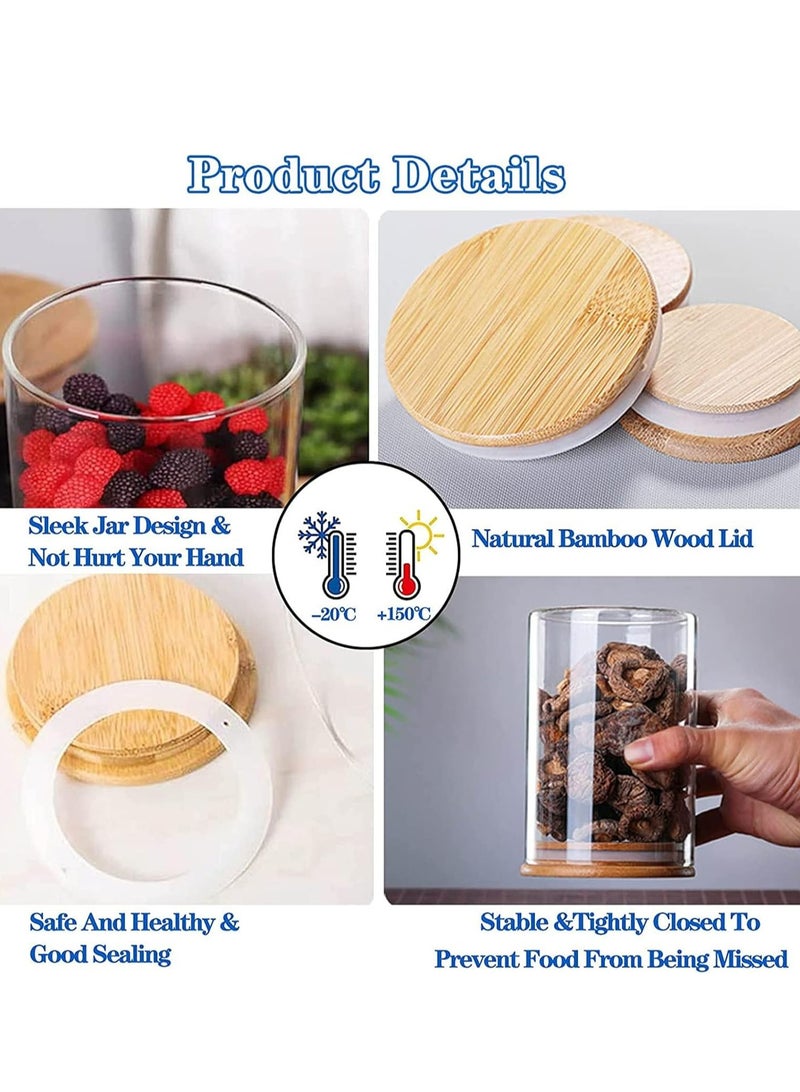 Hanayo 10Pcs Glass Spice Jars, 8oz(220ml)/12oz(340ml) Empty Round Spice Container, Glass Food Storage Containers Jars with Bamboo Lids, 20 Labels Stickers,Paint Pen,Measuring Spoon, for Kitchen - Image 2