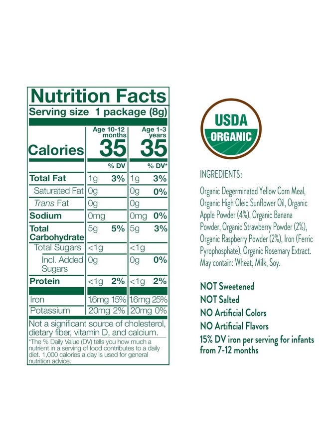 Little Bellies Organic Apple & Berry Softcorn Baby Snack (Pack of 18 x 0.28 oz Individual Packs) - Image 3