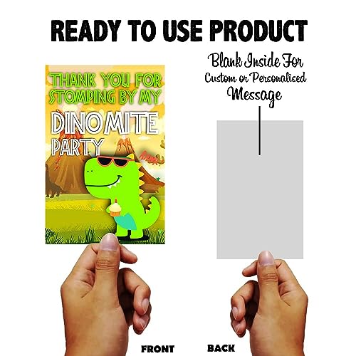 Balloonistics Dinosaur Theme Thank You Cards for Kids Birthday – Pack of 20 Small Return Gift Tags – Premium Cardstock Prehistoric Celebration Note Cards for Dino Discovery & Jurassic Party Favors - Image 4
