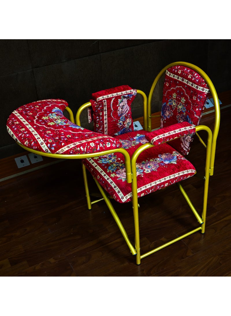 ريبنيو كرسي صلاة مناسب لكبار السن مريح للجلوس وتلاوة القرآن الكريم لفترات طويلة قابل للطي وخفيف الوزن و سهل الحمل حجم مناسب وشكل انيق باللون الاحمر - Image 2