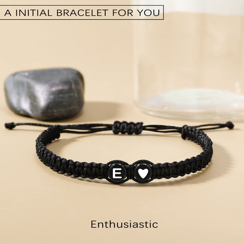 Btysun Boyfriend Valentines Day Gifts  Initial Bracelets For Women Boyfriend Girlfriend Men Teen Gifts Letter E Rope Dainty Adjustable Best Friend Birthday Gifts Graduation Jewelry - Image 4
