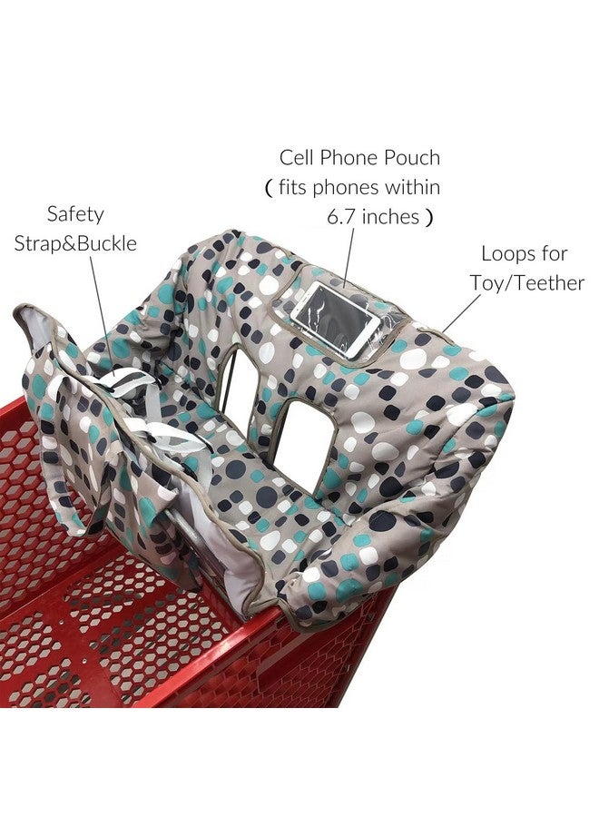 PandaEar Shopping Cart Cover for Baby, 2-in-1 Grocery Cart Seat Cover & Baby Highchair Cover for Infant, Toddler -(Gray-Polka Dot Pattern) - Image 1