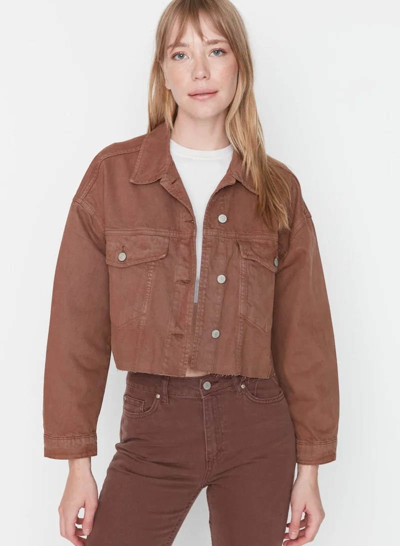 trendyol Pocket Detail Denim Crop Jacket