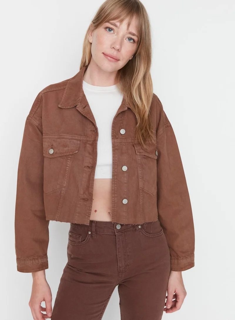 trendyol Pocket Detail Denim Crop Jacket