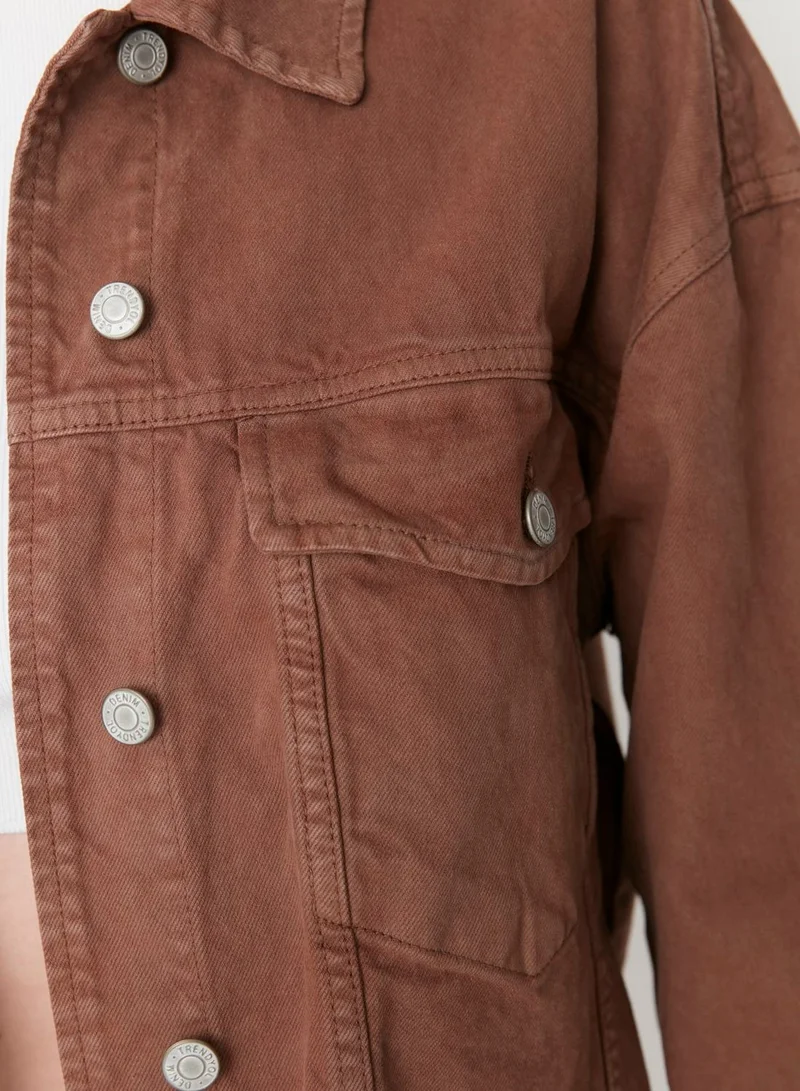 trendyol Pocket Detail Denim Crop Jacket