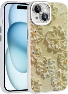 Coolacs Flower Patterned Shiny Stone Hard Silicone Cover Compatible with Apple iPhone 14  - Image 1