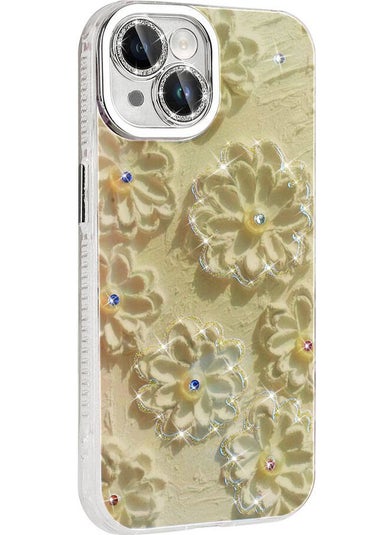 Coolacs Flower Patterned Shiny Stone Hard Silicone Cover Compatible with Apple iPhone 14  - Image 2