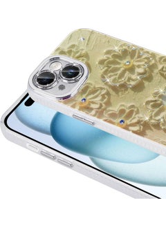 Coolacs Flower Patterned Shiny Stone Hard Silicone Cover Compatible with Apple iPhone 14  - Image 3