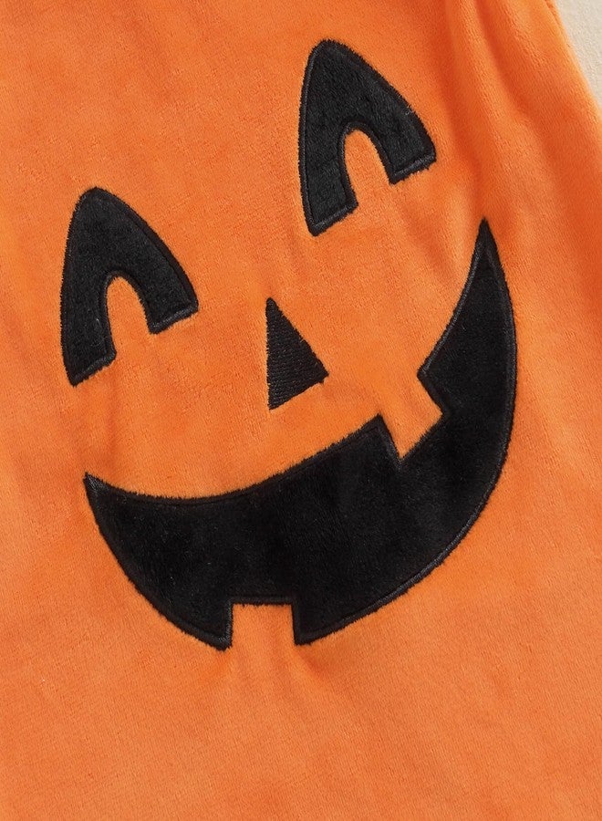 Lamuusaa Newborn Baby Girl Boy Halloween Outfit Sleeveless Pumpkin Romper Jumpsuit Hat Halloween Baby Clothes 0-18M - Image 3