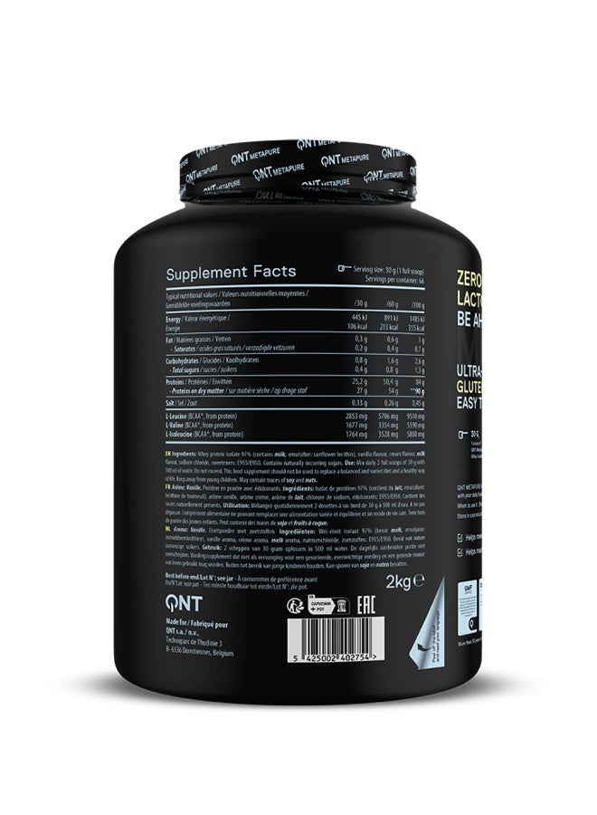 QNT METAPURE WHEY ISOLATE ZERO CARB Protein Powder | 2000g | Vanilla flavour, 90% Isolate - Image 3