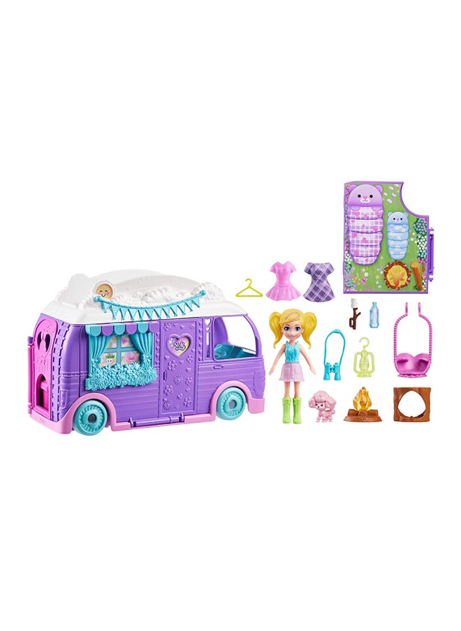 Polly Pocket Doll & Pet Playset, Travel Toy with Camping & Food Accessories, Glamping Camper Van  - Image 3