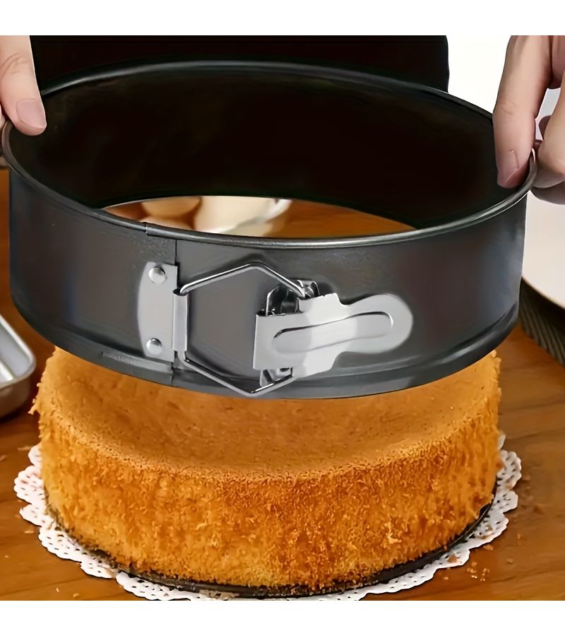 3pcs Black Carbon Steel Pop Up Cake Molds With Removable Bottom Baking Pan Set For Oven - Image 4