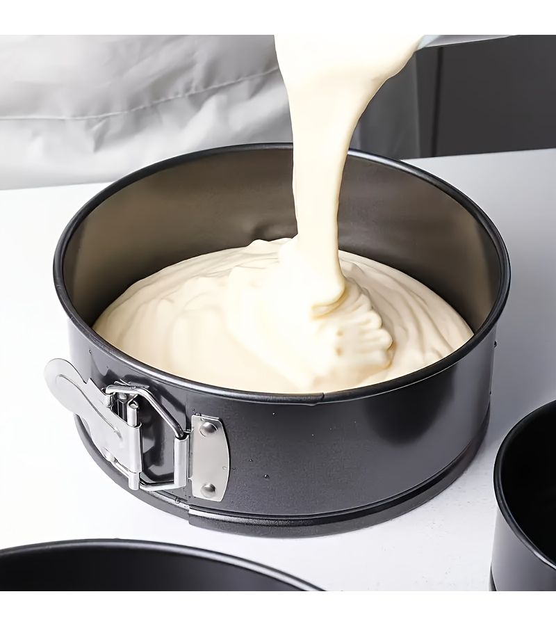 3pcs Black Carbon Steel Pop Up Cake Molds With Removable Bottom Baking Pan Set For Oven - Image 2