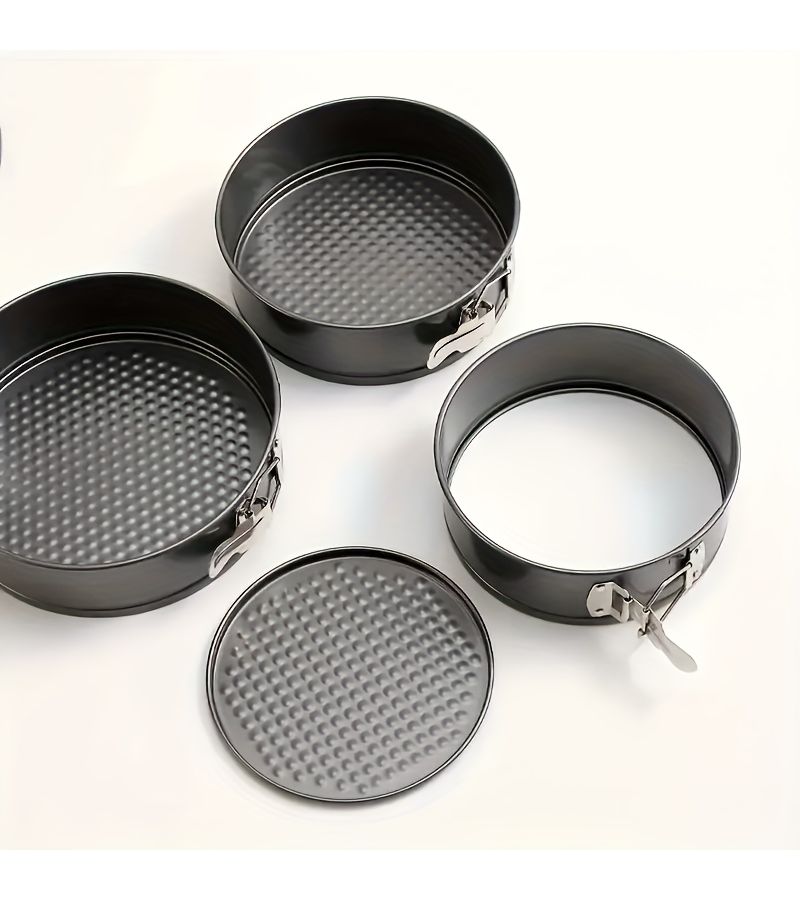 3pcs Black Carbon Steel Pop Up Cake Molds With Removable Bottom Baking Pan Set For Oven - Image 5