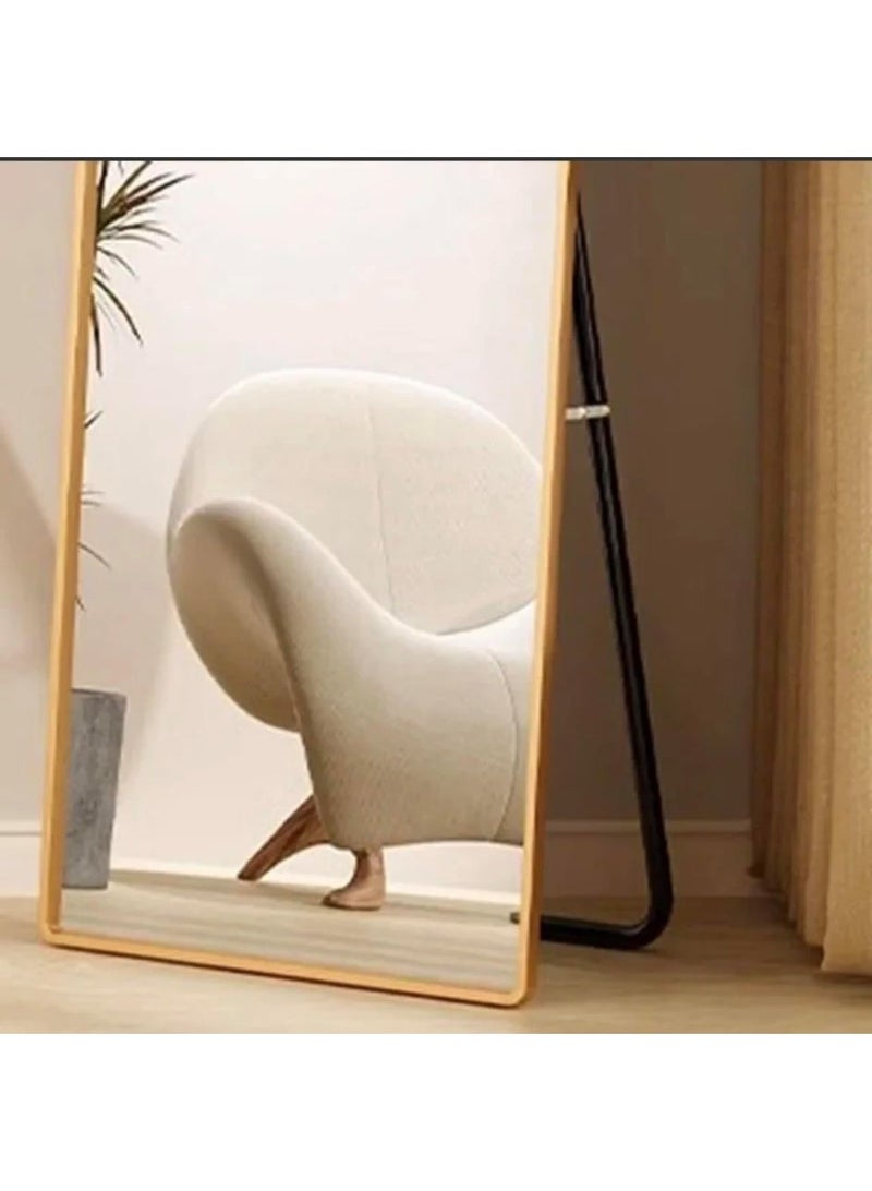 NAMA Unbreakable Full length Mirror 160cm x50cm with metal stand and can be hanged on the wall Premium Curved Standing Mirror, Large Wall Mirror, Full Length Mirror with 1.6 cm Thick Aluminium Frame and Fixed Back Panel, Decorative Mirror for Living Room, Sleep, Dressing(GOLD) - Image 3