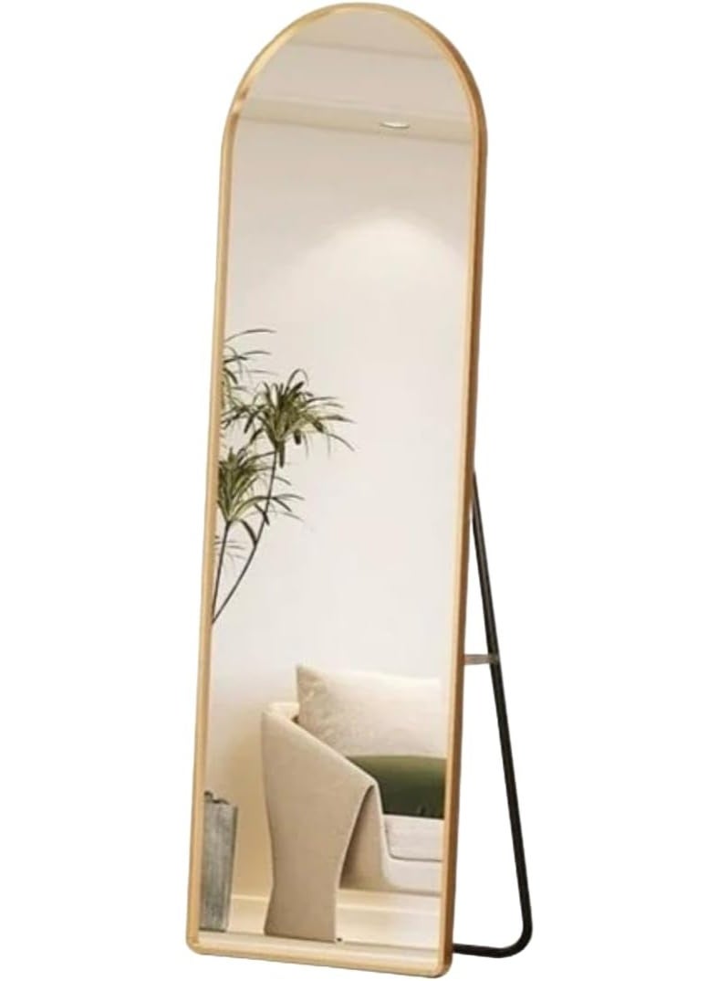 NAMA Unbreakable Full length Mirror 160cm x50cm with metal stand and can be hanged on the wall Premium Curved Standing Mirror, Large Wall Mirror, Full Length Mirror with 1.6 cm Thick Aluminium Frame and Fixed Back Panel, Decorative Mirror for Living Room, Sleep, Dressing(GOLD) - Image 2