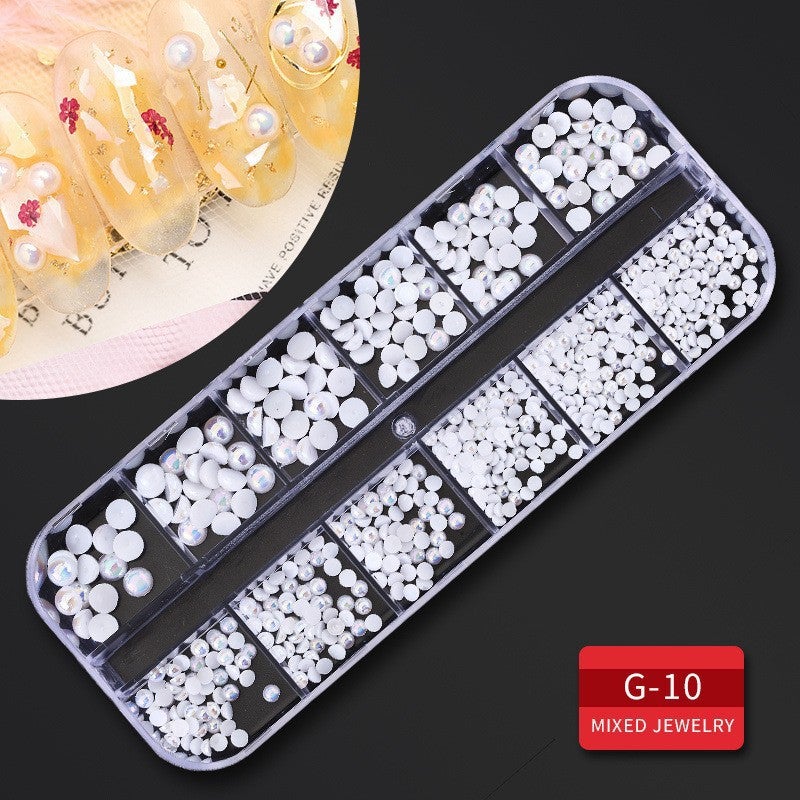 Full Set Of 12-Compartment Metal Rivet Rhinestone Star Moon Diamond Shell Nail Ornaments Nail Ornaments - Image 1